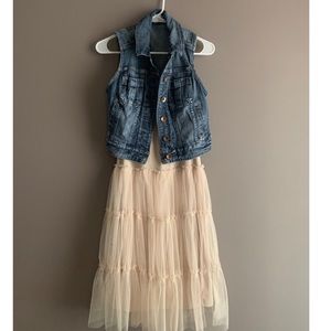 Express denim vest & cami/tulle slip dress 2 4 1!